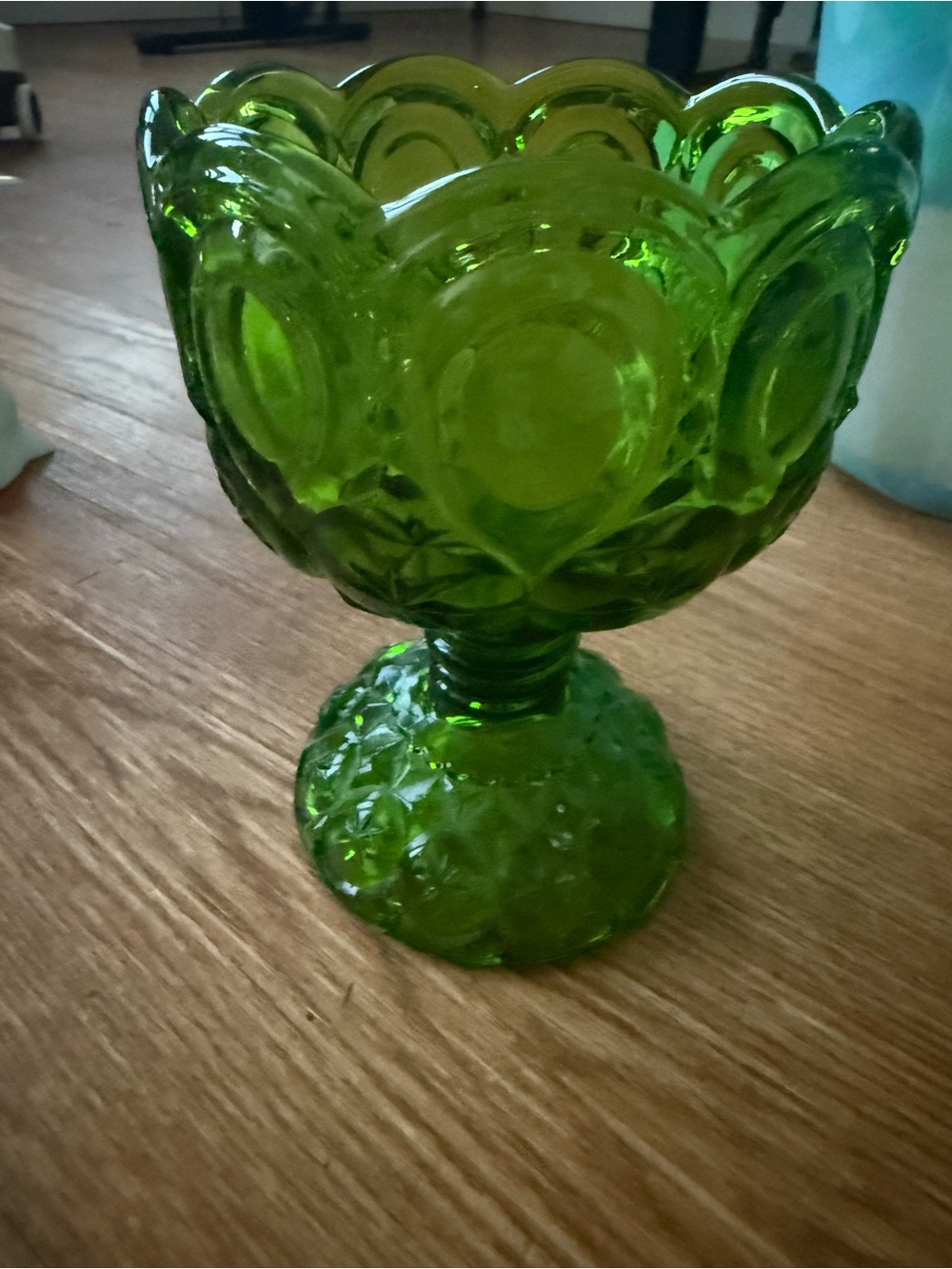 LE Smith moons & stars pedestal base green